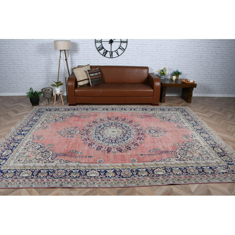 Tapis turc Oushak tissé à la main avec médaillon pour un décor de salon surdimensionné