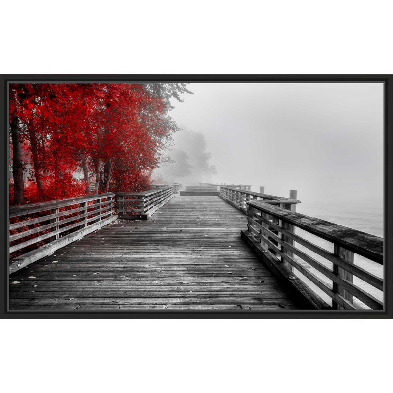 " Fall Walkway " by Vladimir Kostka, 21.5" H x 33.5" W x 2" D, Black Floater Frame
