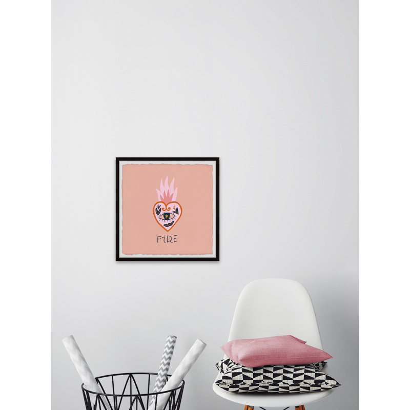 Heart On Fire - Single Picture Frame Painting, 81cm H x 81cm W x 3.81cm D