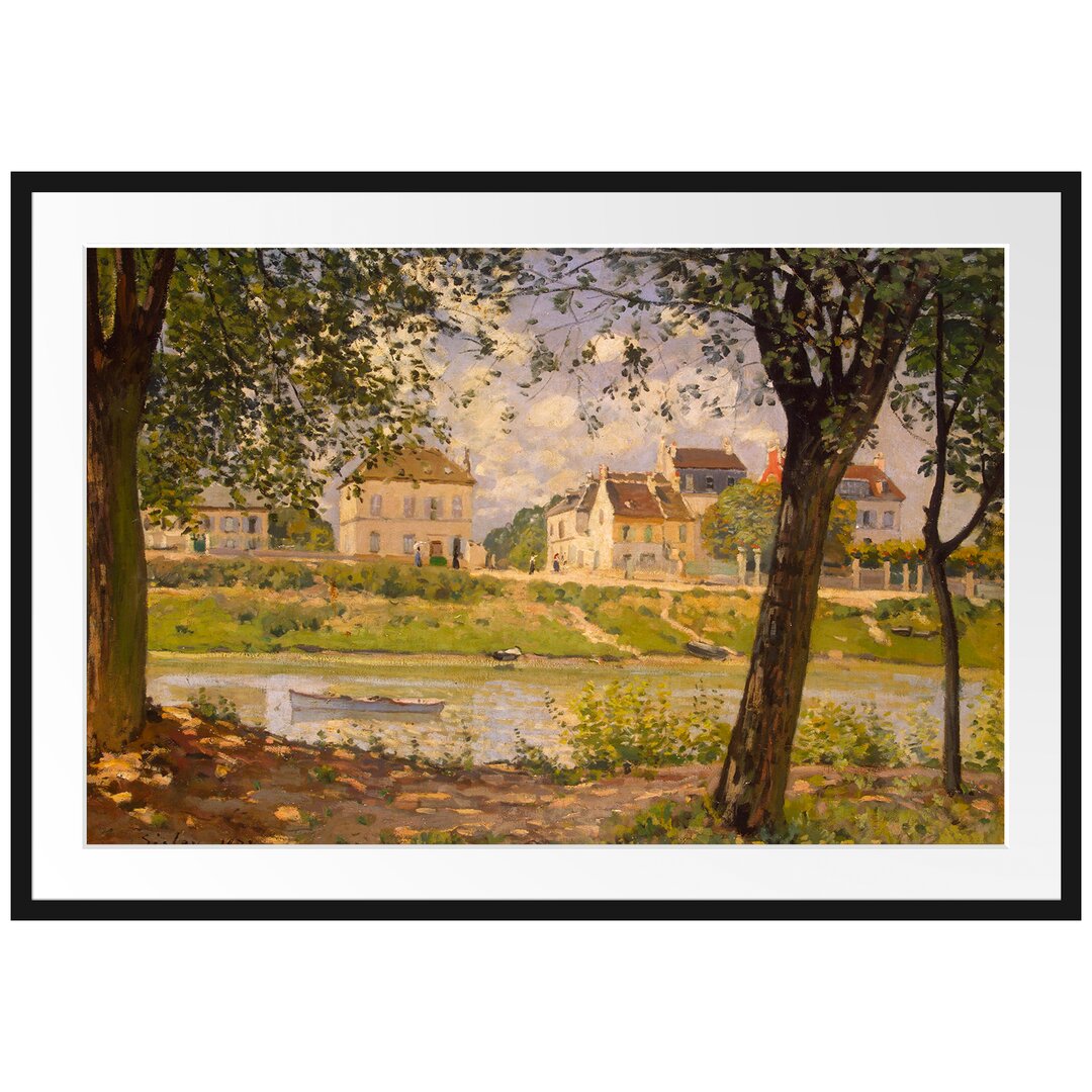 Gerahmtes Poster Village on the Banks of the Seine Ville von Alfred Sisley