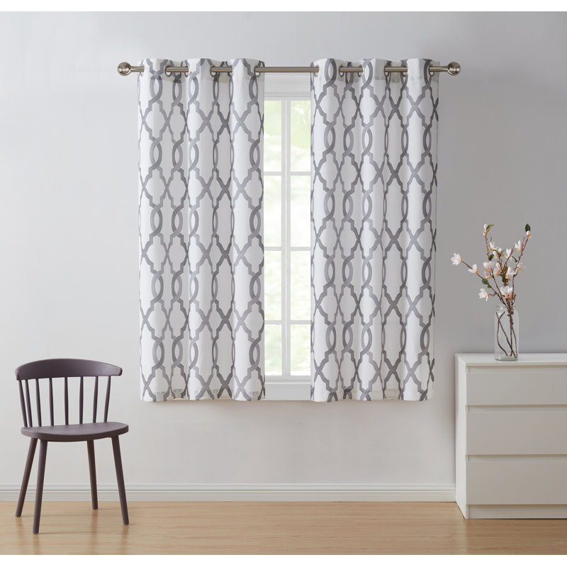 Paire de rideaux semi-transparents avec œillets , Anthracite, l 38 po x L 63 po