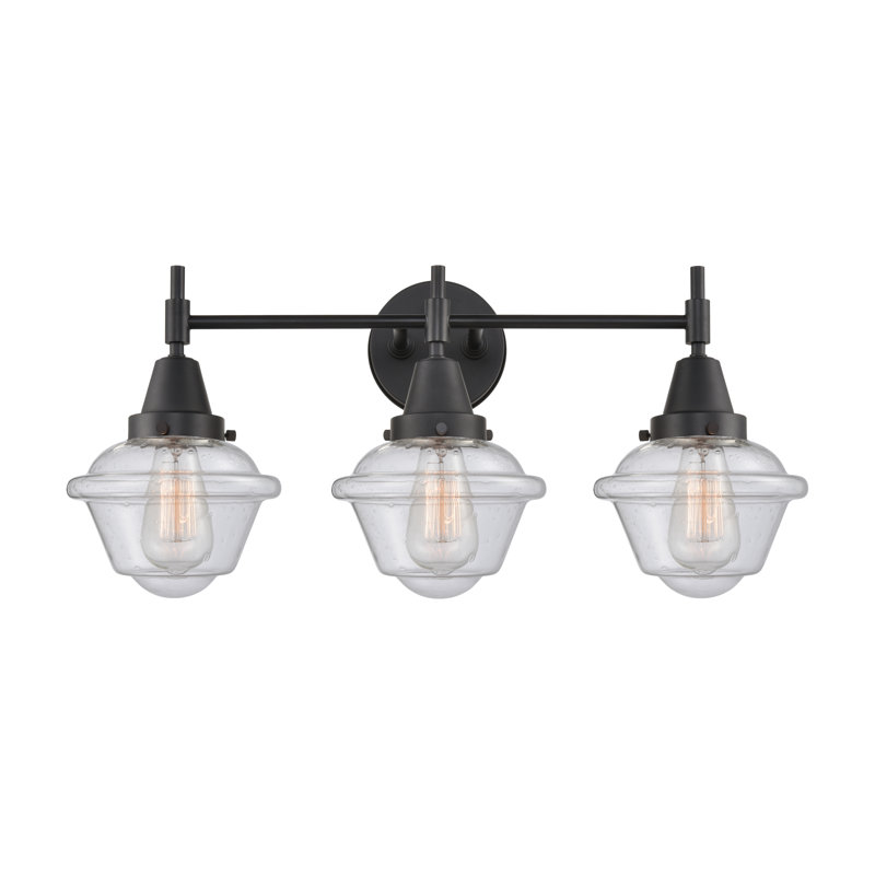 Éclairage pour meuble-lavabo à 3 lumières à intensité variable Gayle, Grainé, Ampoule DEL rétro 4 watts, Noir mat