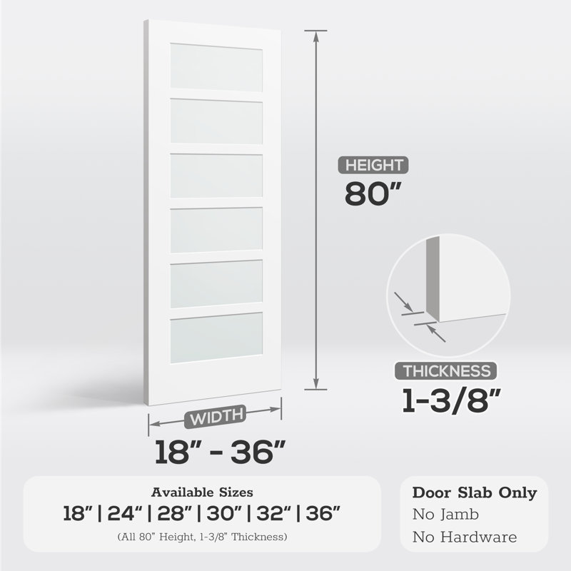 Porte en verre givré 6-Lite Lite X 80 po, 18 po x 80 po, Gauche