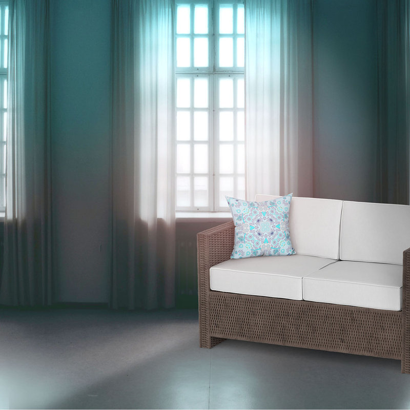 Housse et insert de coussin Aleighana, 16 po x 16 po, Bleu clair / gris