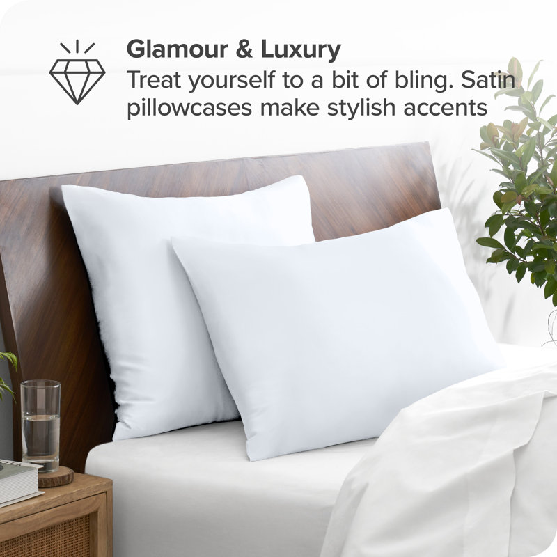 Luxurious White Satin King Pillowcase Set for Hair and Skin