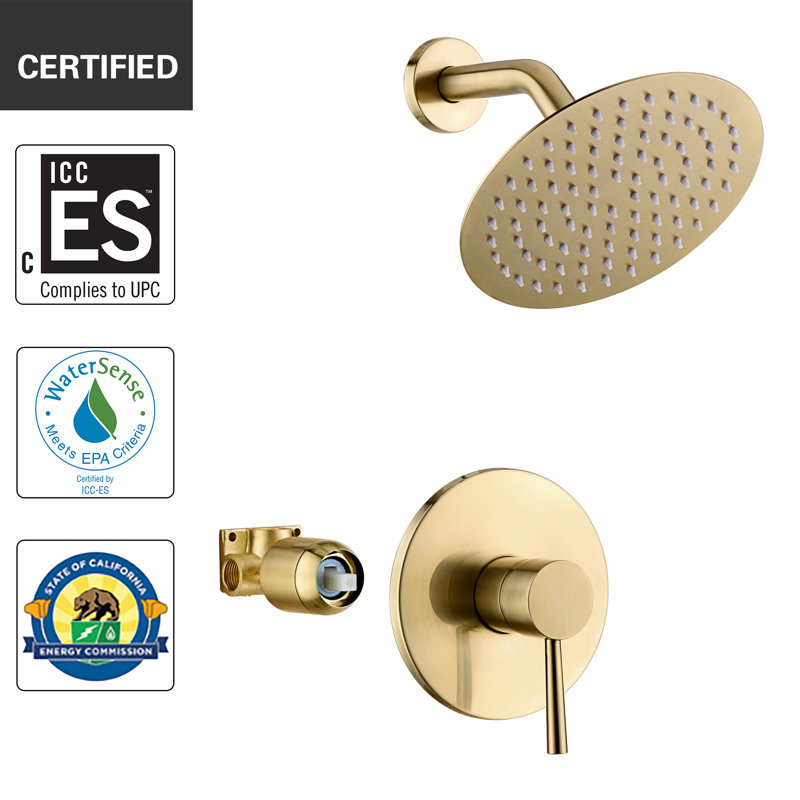 Brushed Gold Stainless Steel Rain Shower Faucet Set