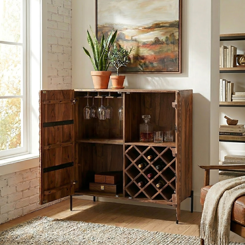 Acres 39" Bar Cabinet in Carved Brownstone