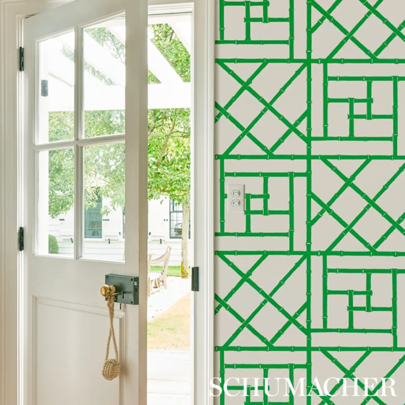 Schumacher x Cristina Buckley Trellis Wallpaper, Safari Green