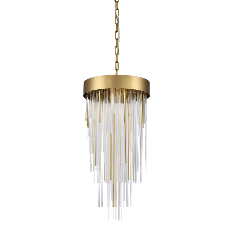 4-Light 12" Round Convertible Flush Crystal Chandelier, Aged Brass
