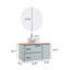 Meuble-lavabo mural 36 po Modern Minimalist: tiroir double + porte simple, armoire bleue, plateau en bois massif, lavabo rond et miroir