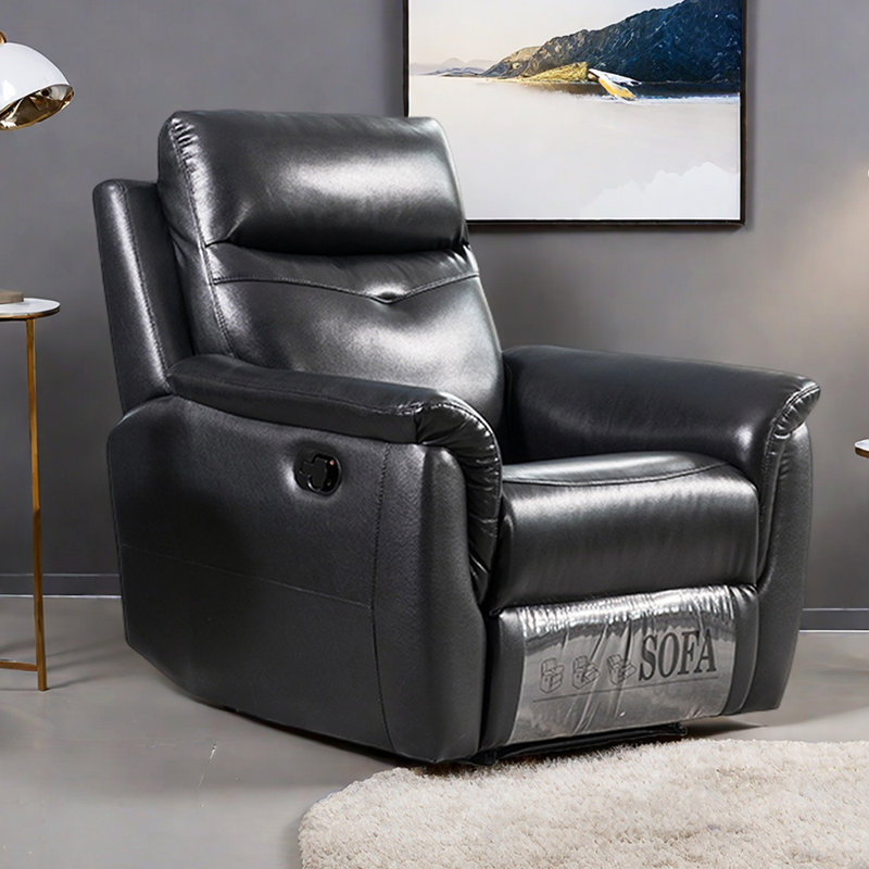 Fauteuil inclinable manuel moderne en similicuir, Noir
