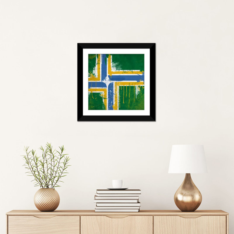 Drapeau portland, reproduction d’art sur toile, H 16 po x l 16 po x P 1 po, Papier avec cadre noir, Blanc