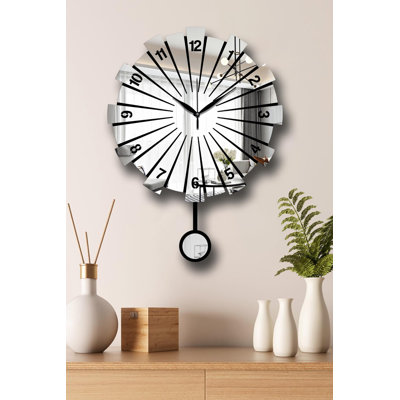 Elegant Decorative Wall Clock, Silver, 15.4 x 19.7 inches | Durable MDF & Acrylic Construction, Thickness: 0.1 inches | Modern Design for Living Room, Kitchen, or Office | Stylish Home Décor Accent