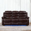 Ensemble de salon 3 pièces inclinable en faux cuir avec porte-gobelet, DEL et console-116403582
