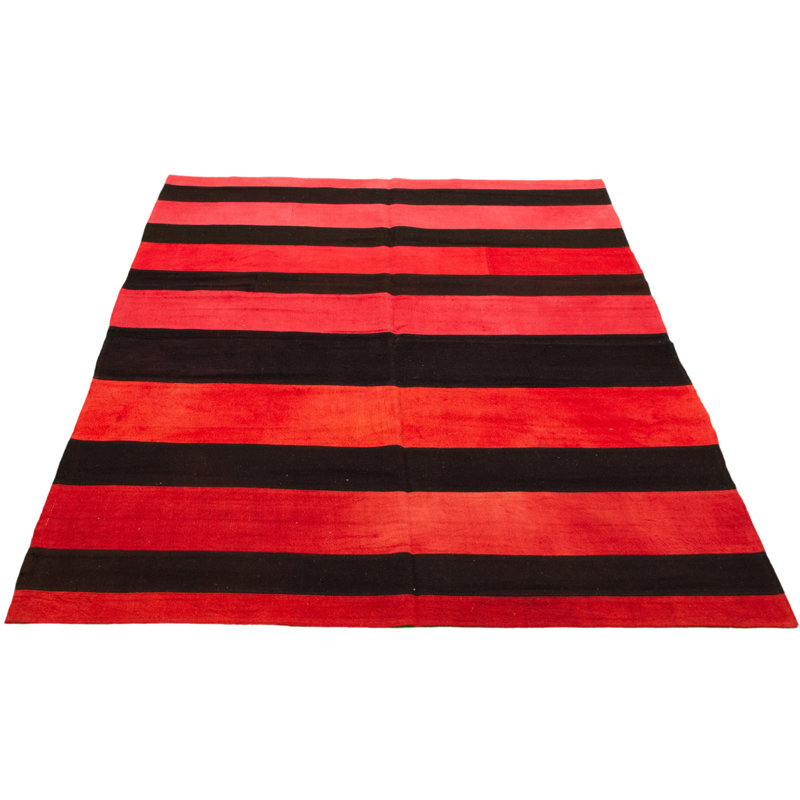 Tapis rouge / noir en laine fait à la main Aeris