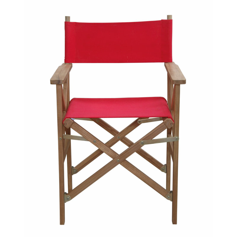 Red Teak Folding Director Armchair with Canvas