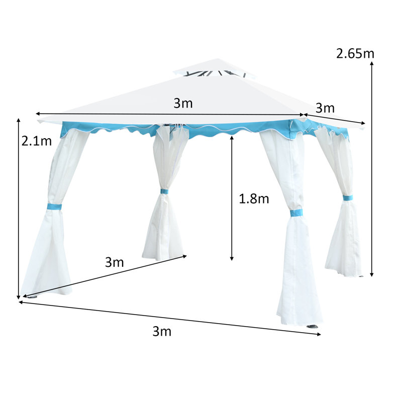 Leontij 3m x 3m Steel Patio Gazebo