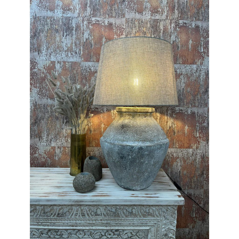 Anife Ceramic Table Lamp, Grey, Grey, Grey Tones