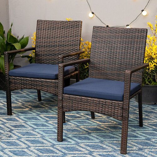 Lark Manor Alyah Outdoor Dining Armchair with Cushion & Reviews | Wayfair