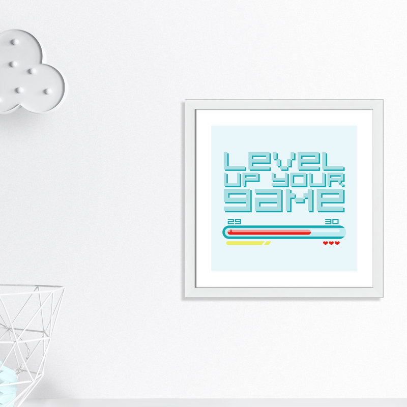 Level up' Framed Art, 22.5" H x 22.5" W x 0.63" D, White Framed