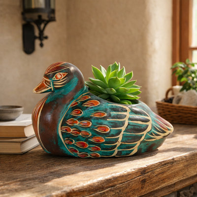 Clay Decorative Duck Planter