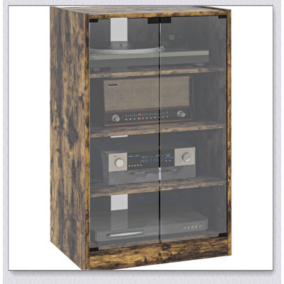 Media Cabinet, 4-Tier Stereo Cabinet, Modern Audio Video Media Stand with Adjustable Shelves
