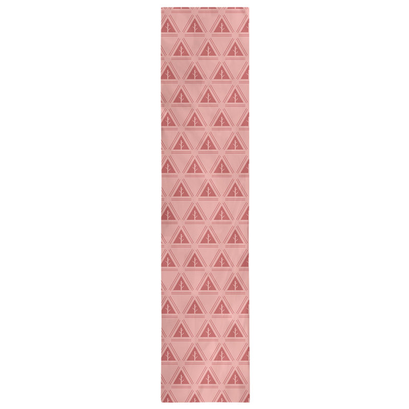 Chemin de table d’arbre minimaliste classic Barbra, 16 po x 90 po, Rouge clair / blanc