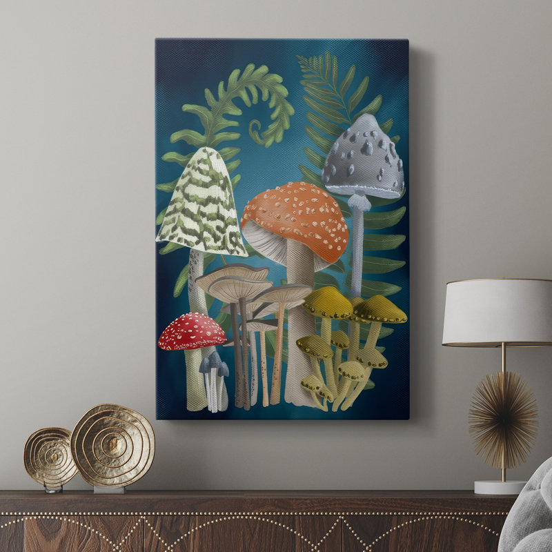 Récolte de champignons I - galerie Cavas, H 12 po x l 8 po