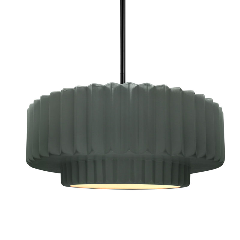 Luminaire suspendu 1 lumière Meydan, H 5,25 po x l 14,5 po x P 14,5 po, Étain, vert, Noir mat