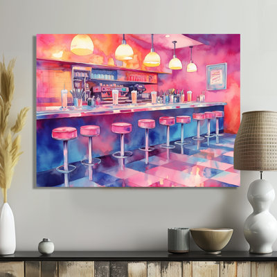 Dinner Counter 1950S - Retro Metal Wall Art, Traditional Metal Print