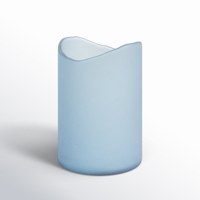 Blue Frosted Glass Tabletop Hurricane Candle Holder