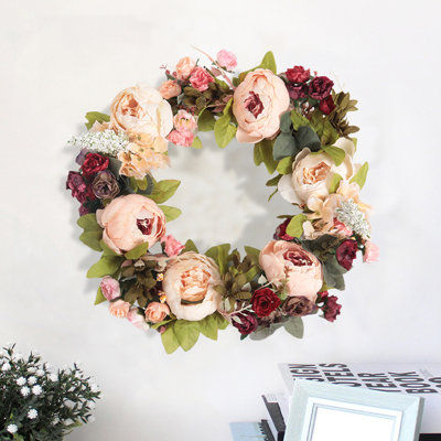 Pink peony wreath