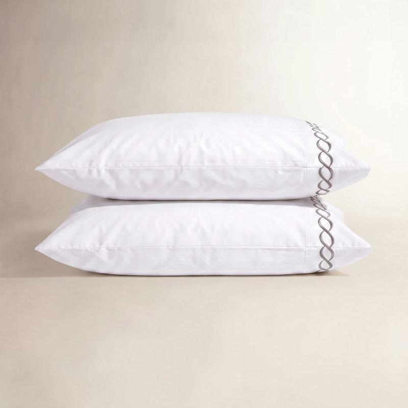 Taie d'oreiller Dimas, Taie d’oreiller standard, Blanc / Gris