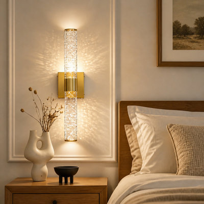 Ensemble de 2 luminaires de salle de bain à DEL sur miroir, lumière chaude naturelle 3000K, applique murale moderne pour chambre à coucher, salon, couloir, or