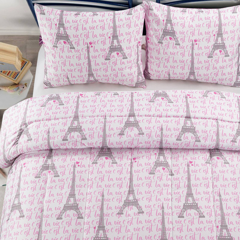  Ensemble d'édredon 3 pièces en microfibre rose
