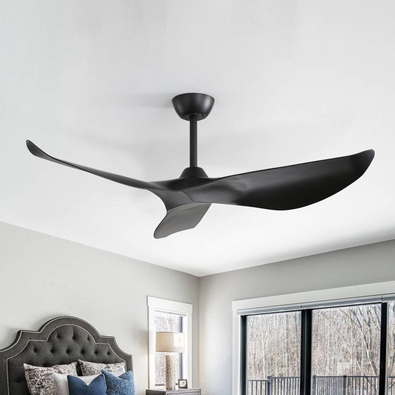Kemp 52" W Propeller Ceiling Fan, Black