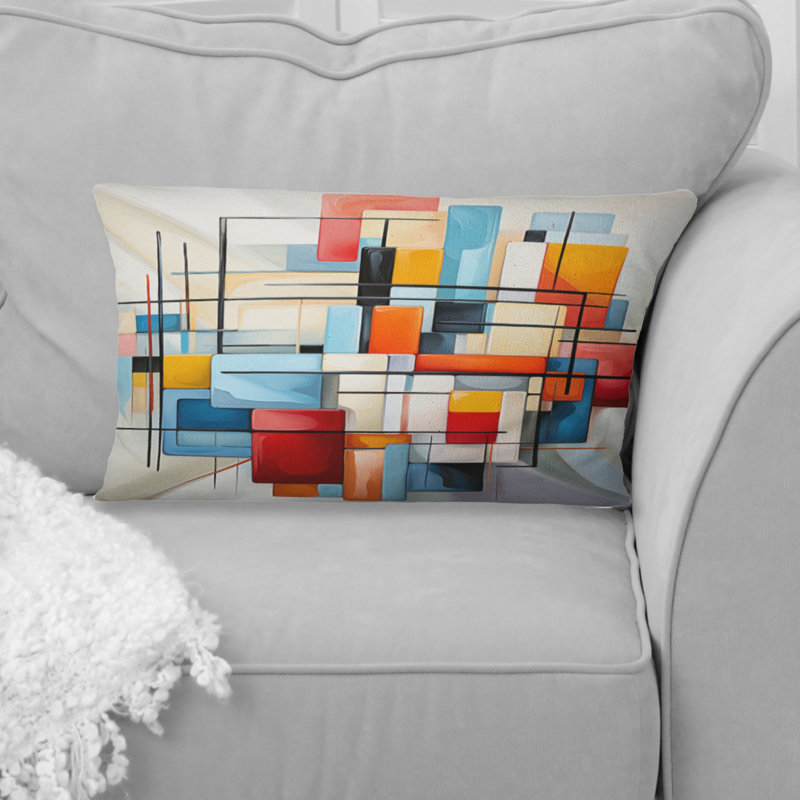 Geometric Abstraction Composition III - Abstract Geometric Printed Throw Pillow