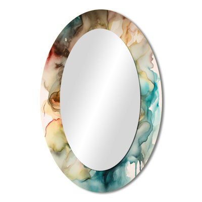 Colorful Lips - Teal Glam Oval Wall Mirror