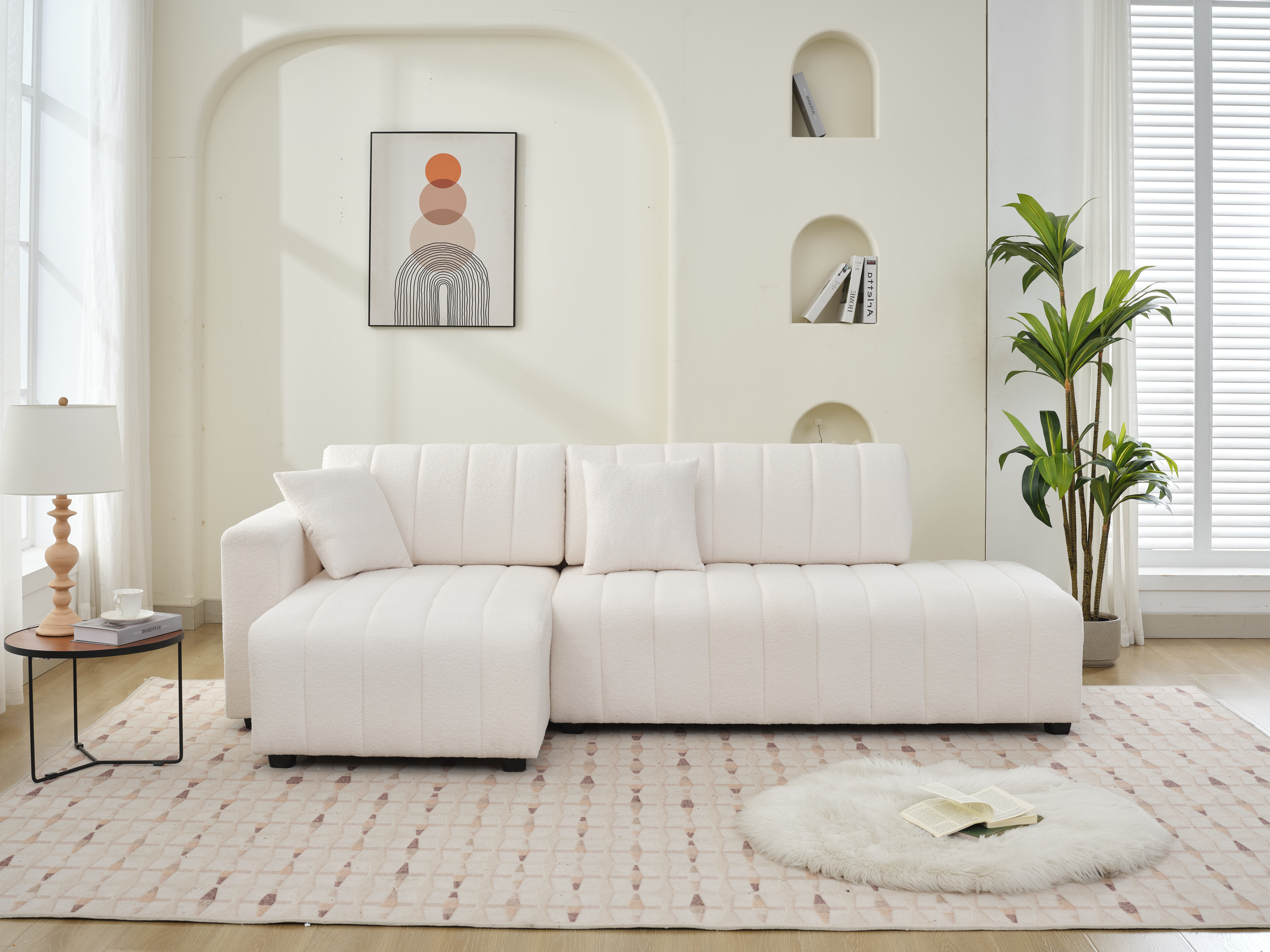 Ivy Bronx Nargis Lamb Wool Sectional Sofa With Chaise Reviews Wayfair  Canada