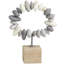 Sculpture circulaire Cecel en métal gris abstrait avec base en bois brun-541011966