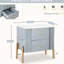 Table de bout cannelée bleue avec poignées dorées, 2 tiroirs spacieux, - tablettes antidérapantes, accents métalliques multifonctionnels, deux tiroirs pour livres et magazines,-52797698