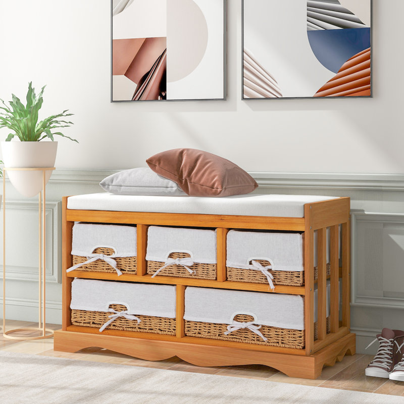 Vandemark Linen Blend Upholstered Storage Bench