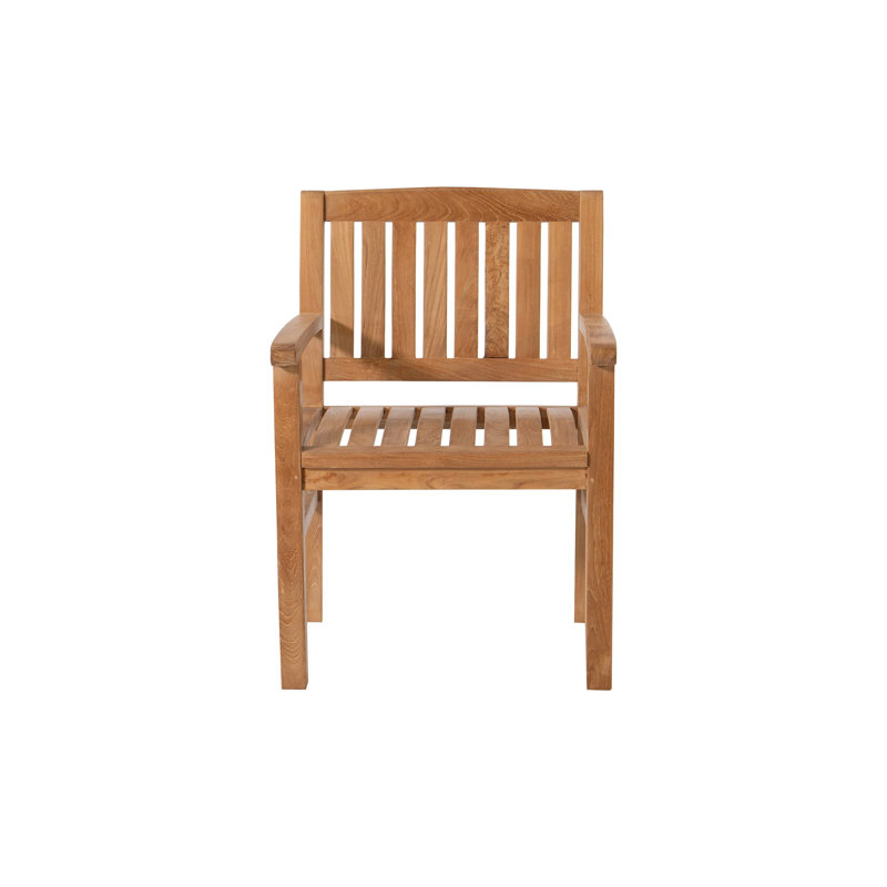 Huntington Fabric Mission Back Arm Chair Dining Chair, Granite, Teak