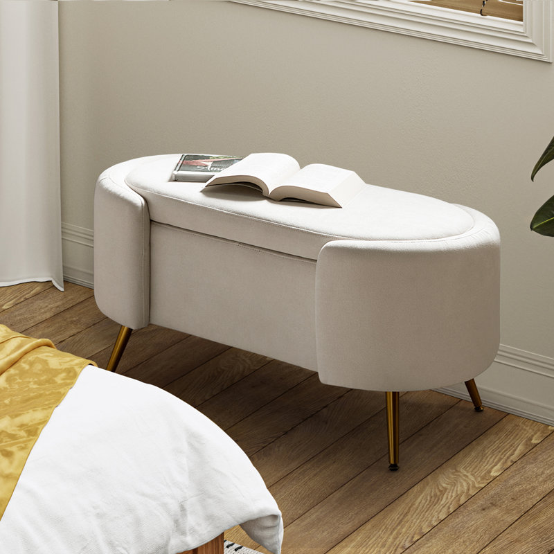 Banc de rangement Waloo, Crème