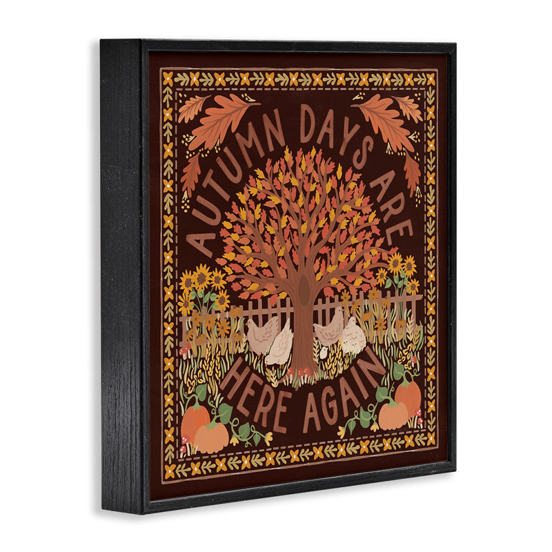 «Autumn Days on Brown», estampe numérique par Laura Marshall, Giclée encadrée noir minuit, H 17 po x l 17 po