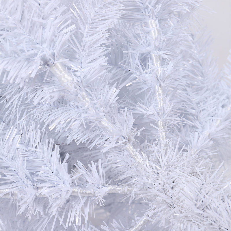 Arbre de Noël artificiel blanc 7,5 pi avec base en métal pliable