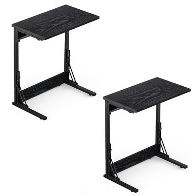 Folding C Shaped End Table, Small Sofa Side Laptop Desk, Couch TV Tray Table For Living Room, Bedroom