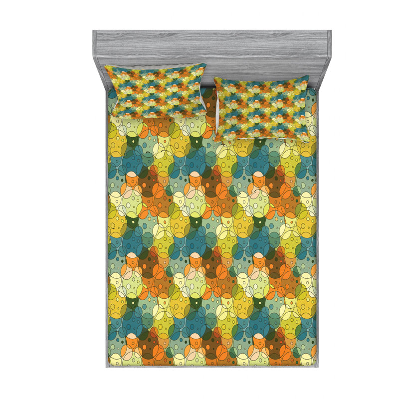 Microfiber Geometric Sheet Set, Queen Sheet Set with Fitted Sheet