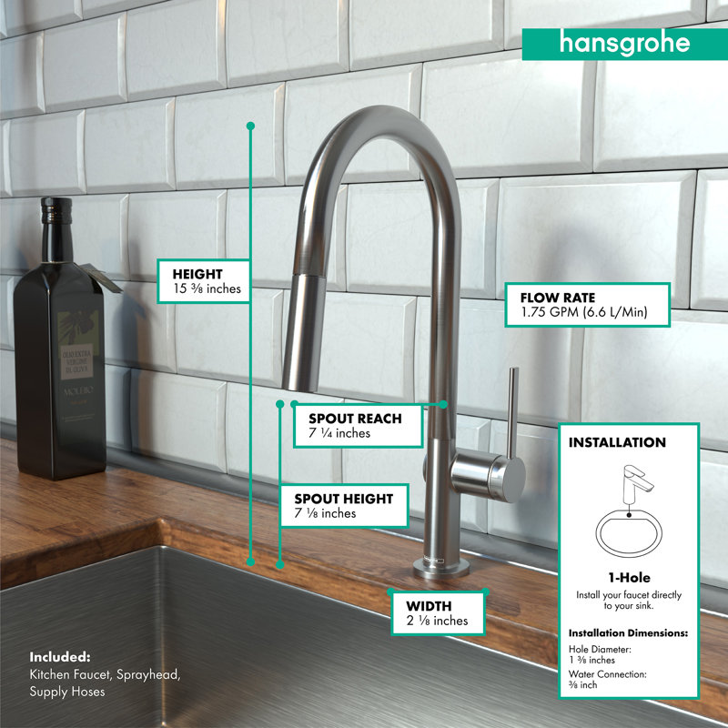 hansgrohe Talis N HighArc Kitchen Faucet, A-Style 2-Spray Pull-Down with sBox, 1.75 GPM, Steel Optic