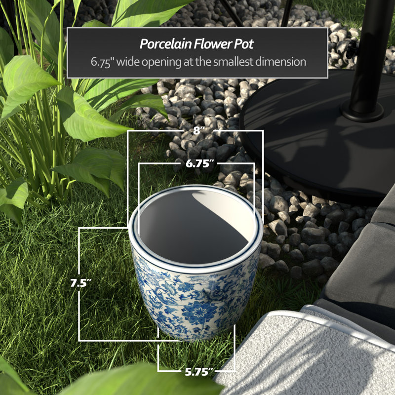 Ceramic Planter, 7.50" H x 8" W x 8" D
